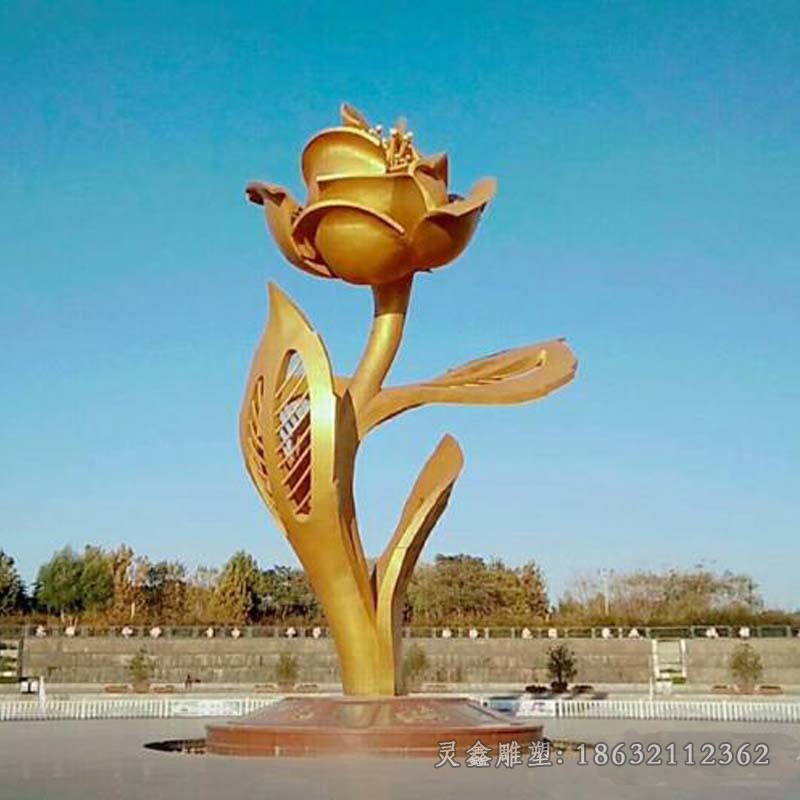 金色花朵不锈钢景观雕塑