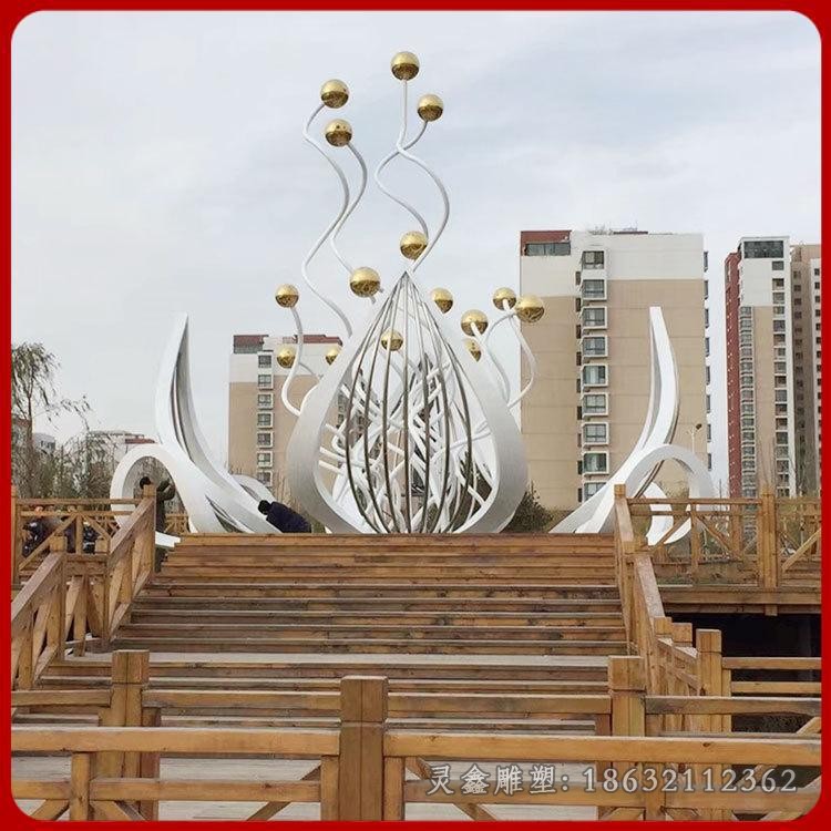 不锈钢抽象花朵雕塑