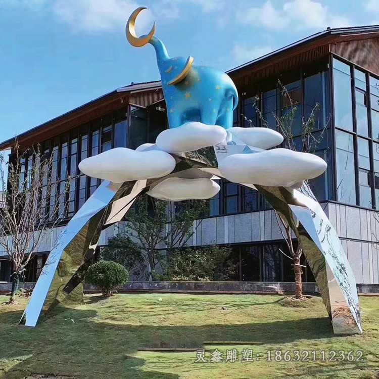 抽象祥云不锈钢景观雕塑