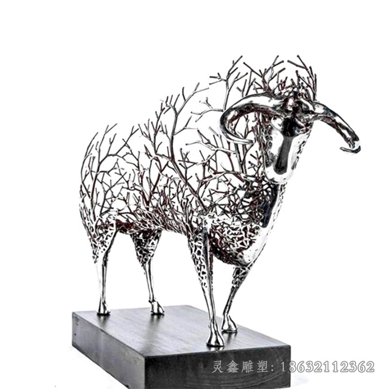 动物羊不锈钢景观雕塑