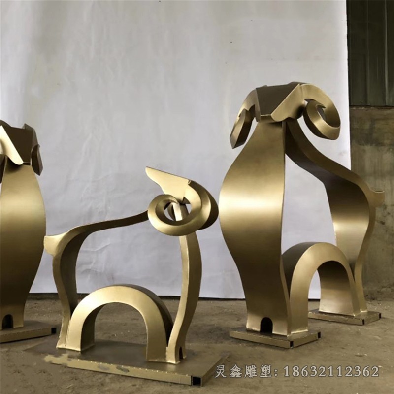 抽象羊不锈钢景观雕塑