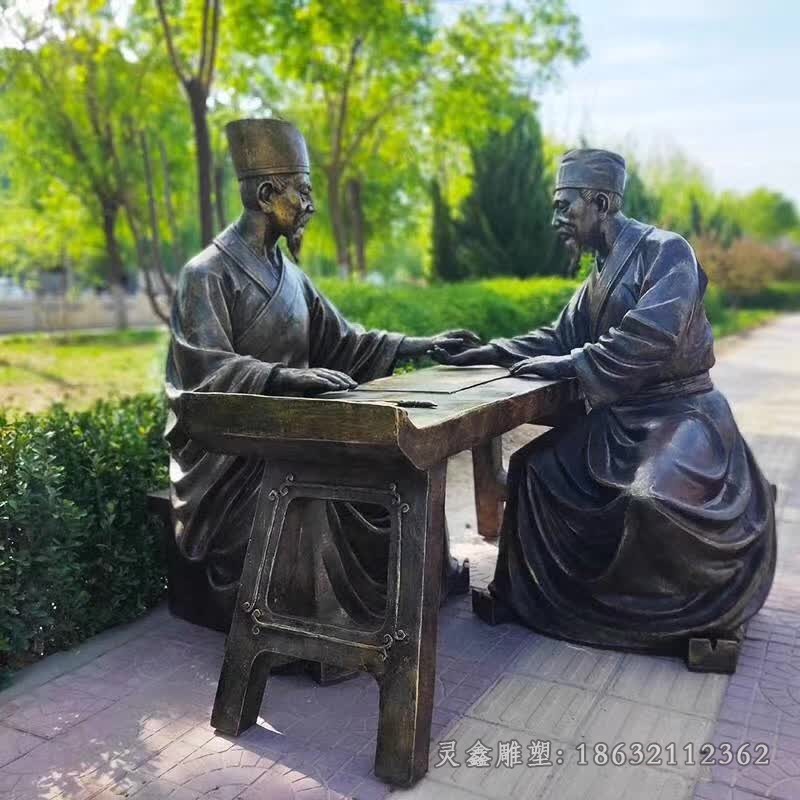 古代人物把脉景观铜雕