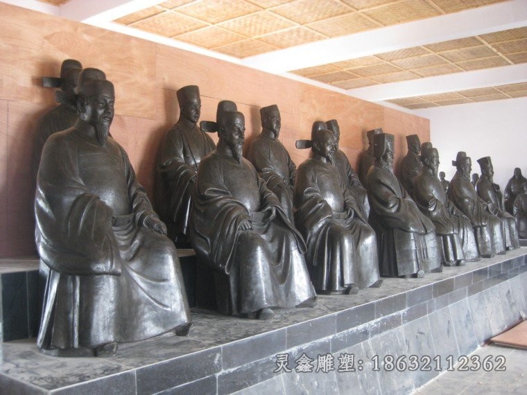 古代官员人物景观铜雕