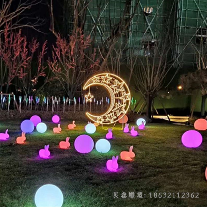 不锈钢抽象发光月亮雕塑