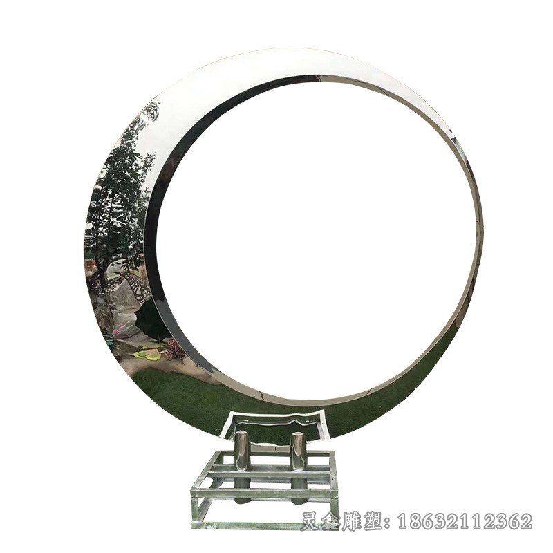 不锈钢镜面月亮商场雕塑