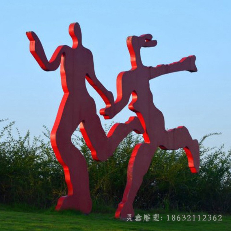 不锈钢跑步人物景观铜雕