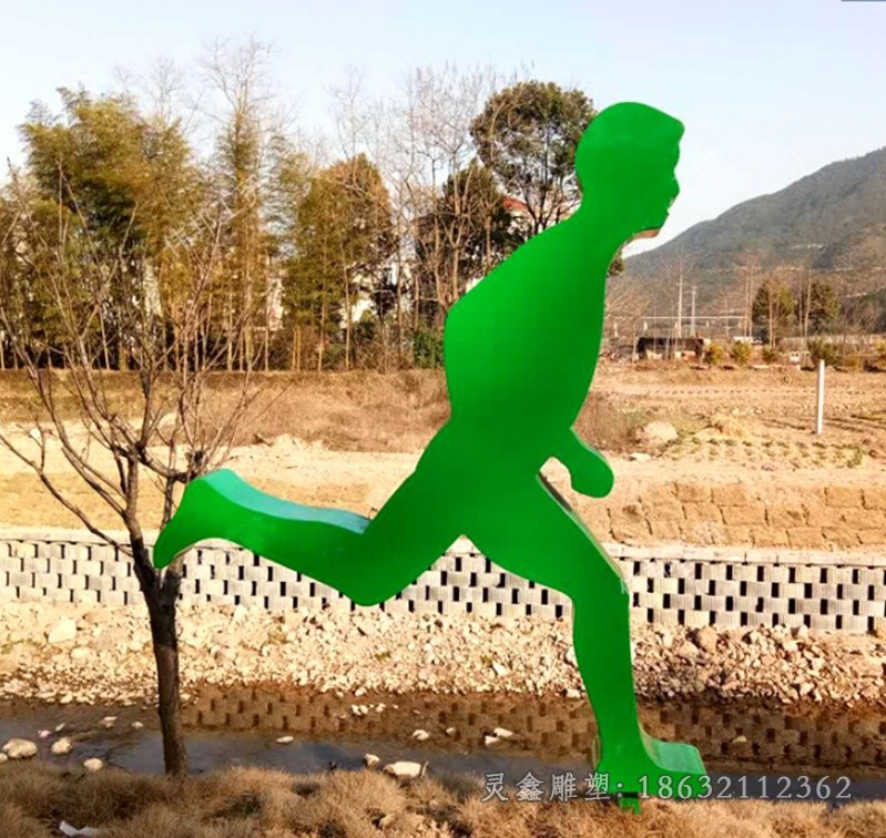 不锈钢跑步运动彩绘雕塑