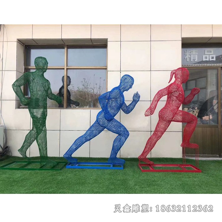 不锈钢跑步运动景观雕塑