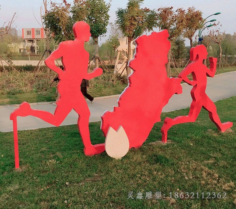 不锈钢跑步人物景观雕塑