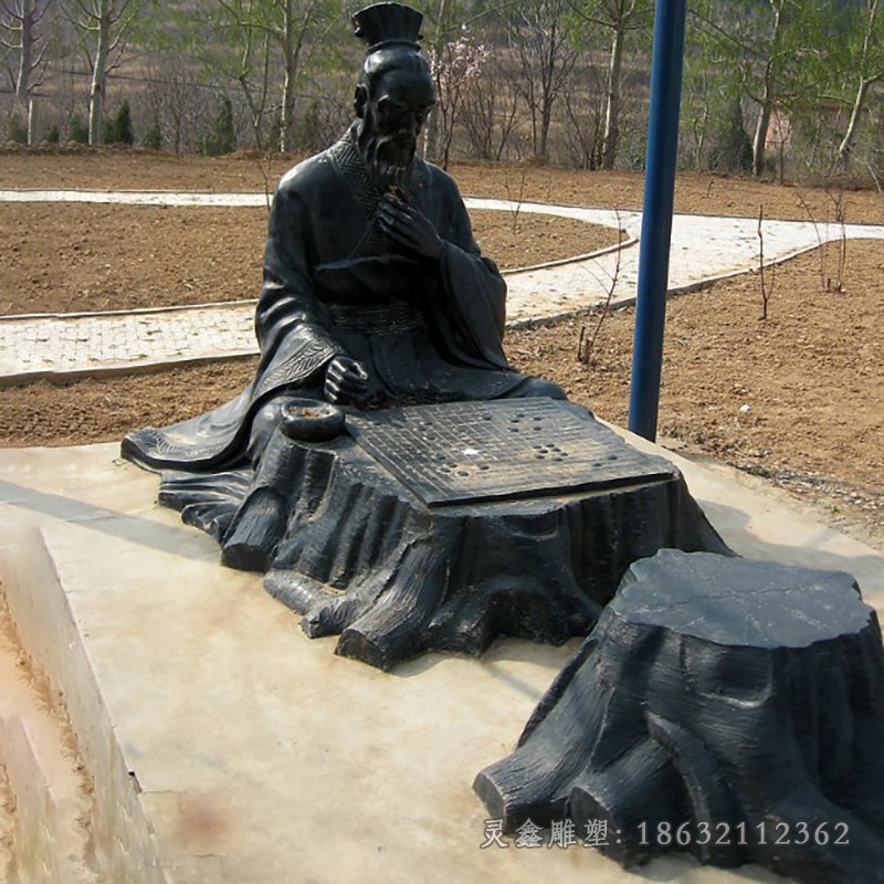 古代人物下象棋景观铜雕