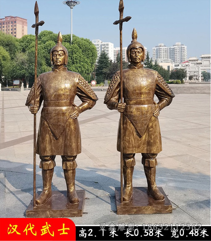 汉代武士人物景观铜雕