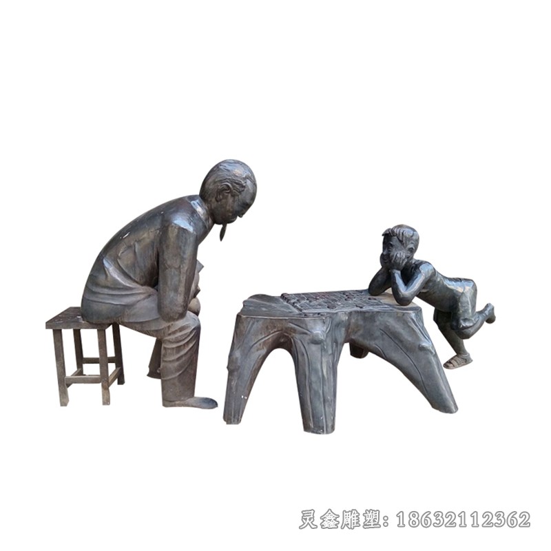 古人下象棋广场人物铜雕