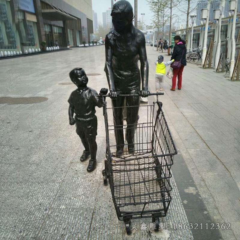 购物人物景观标志铜雕