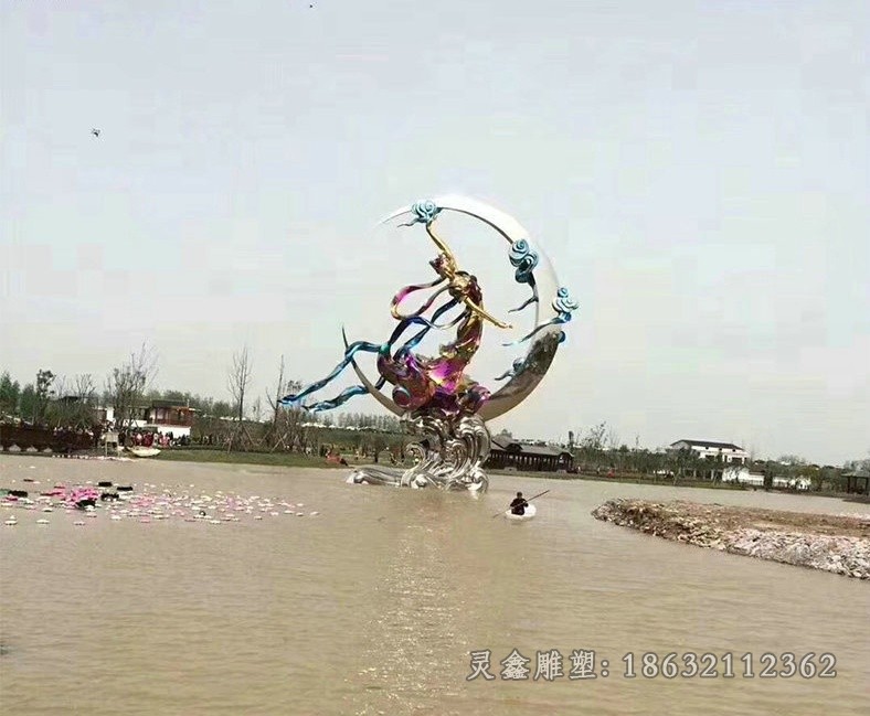 抽象月亮商场不锈钢雕塑