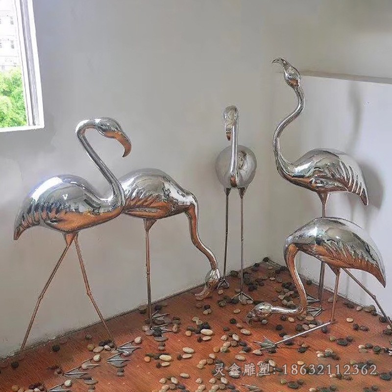 不锈钢站姿仙鹤园林雕塑