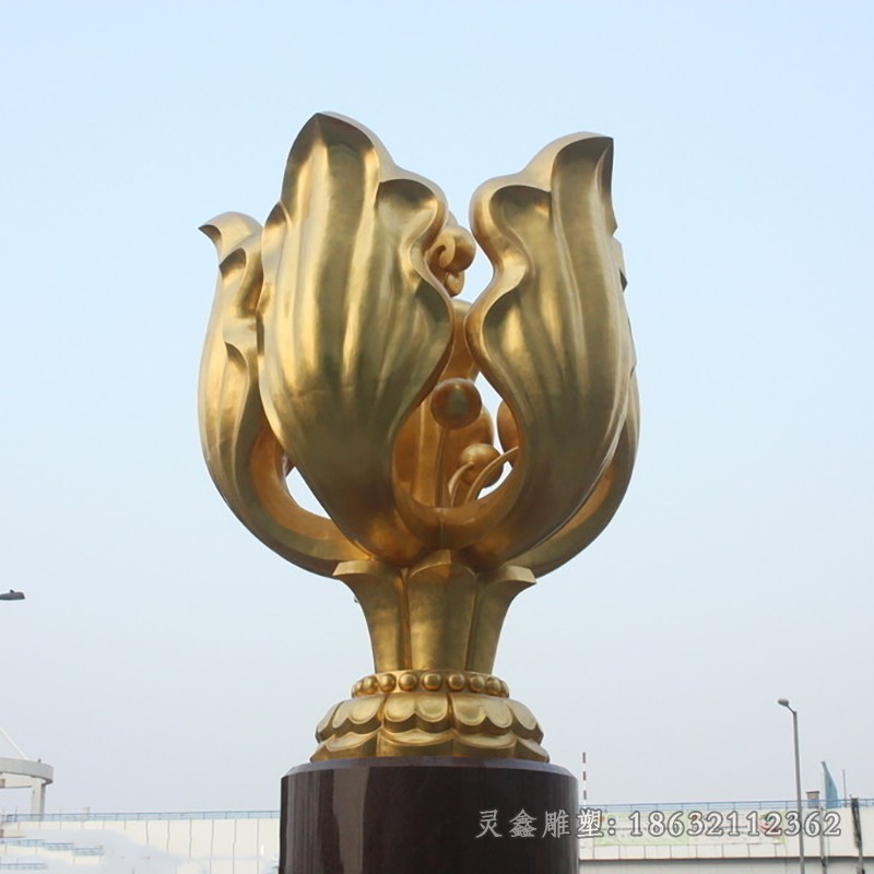 不锈钢抽象紫荆花雕塑