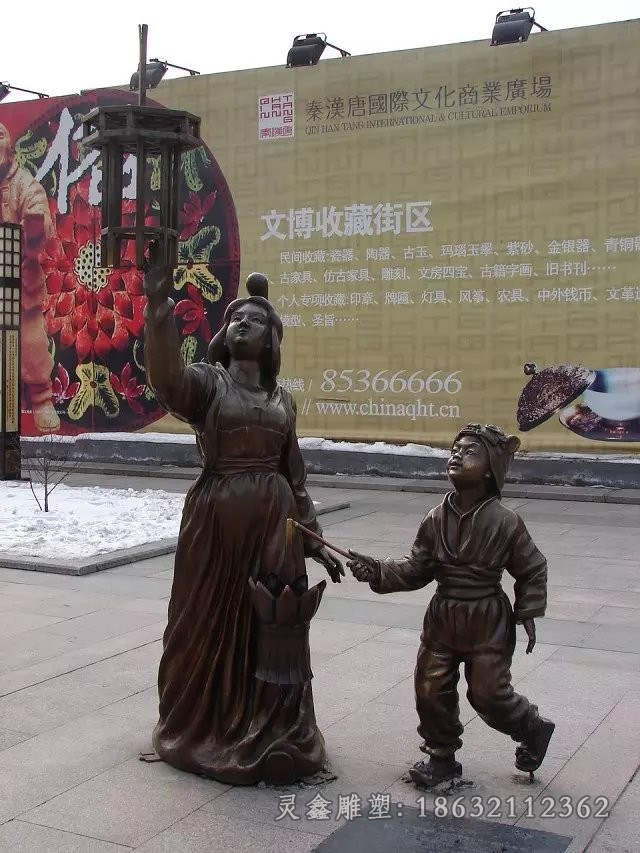 古人看花灯景观铜雕