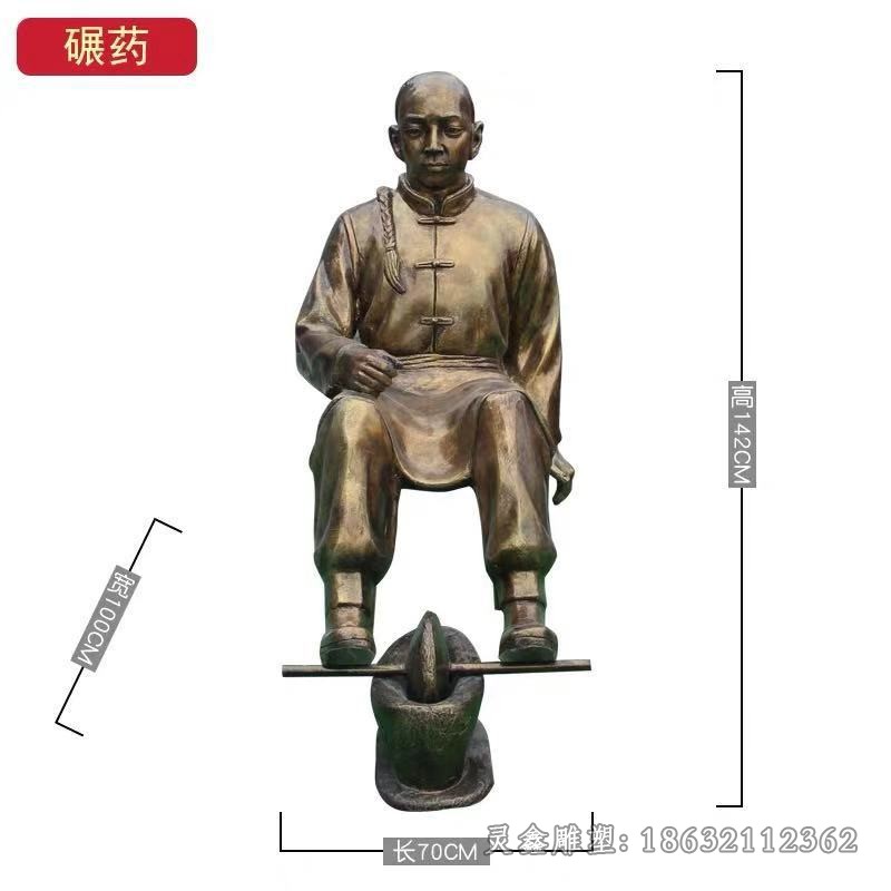 中医制药小区古代人物铜雕