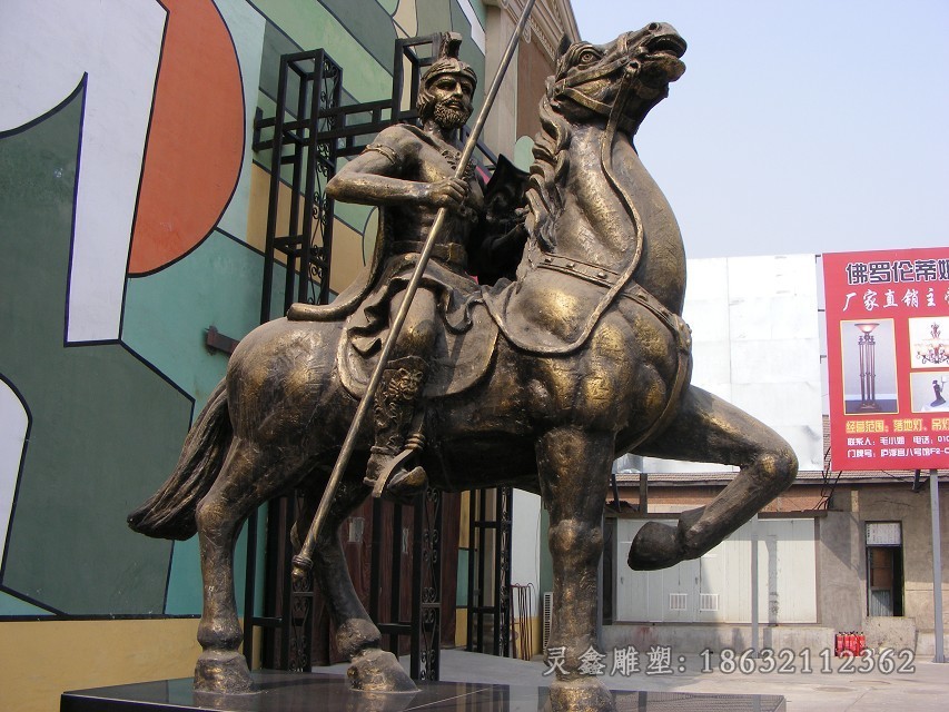 骑马古罗马战士人物铜雕