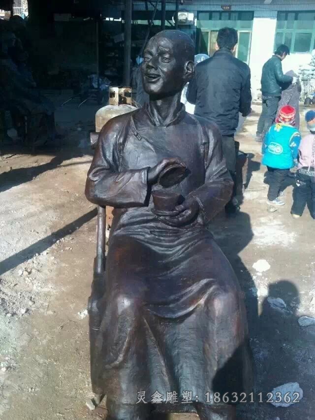 古代人物街边文化铜雕