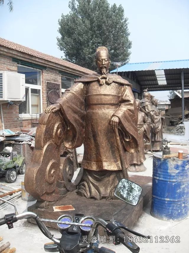 古代人物街边标志铜雕