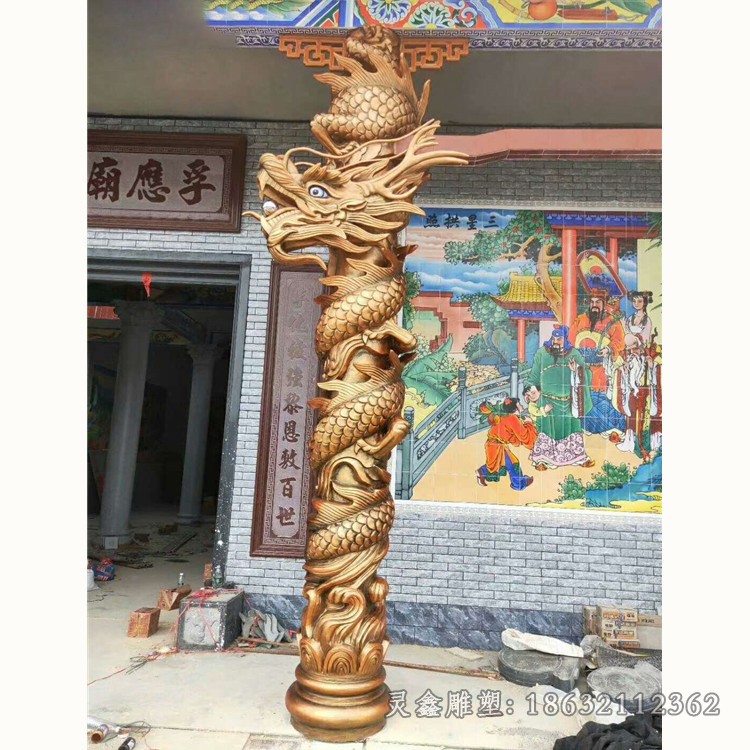 龙柱户外景观铜雕