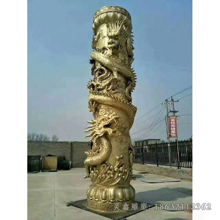龙柱园林景观铜雕