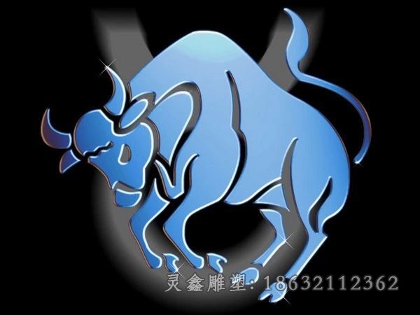 彩绘牛剪影不锈钢雕塑