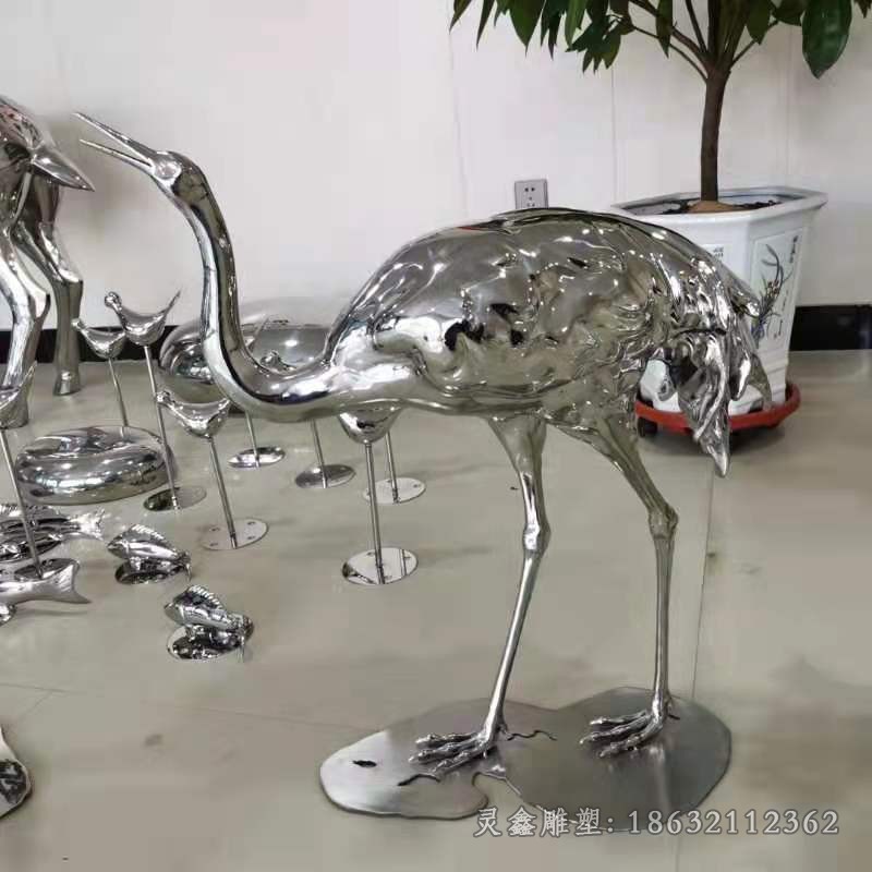 不锈钢动物白鹭雕塑