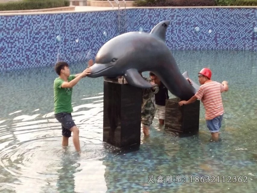海豚铜雕，游乐场海豚铜雕 (1)