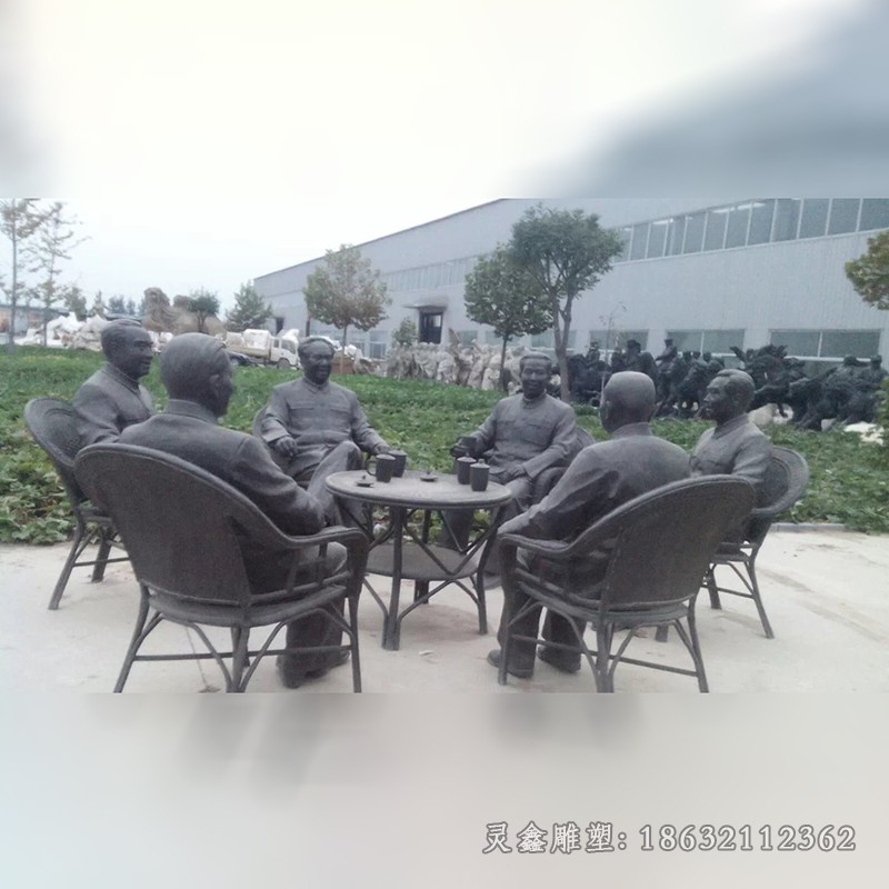 喝茶人物小区景观铜雕
