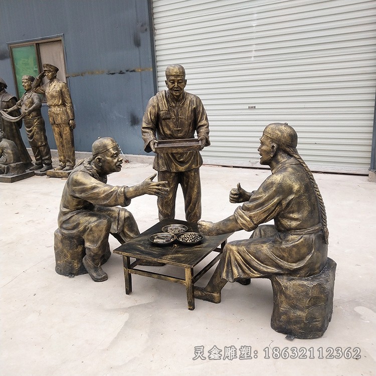 喝酒猜拳人物城市铜雕