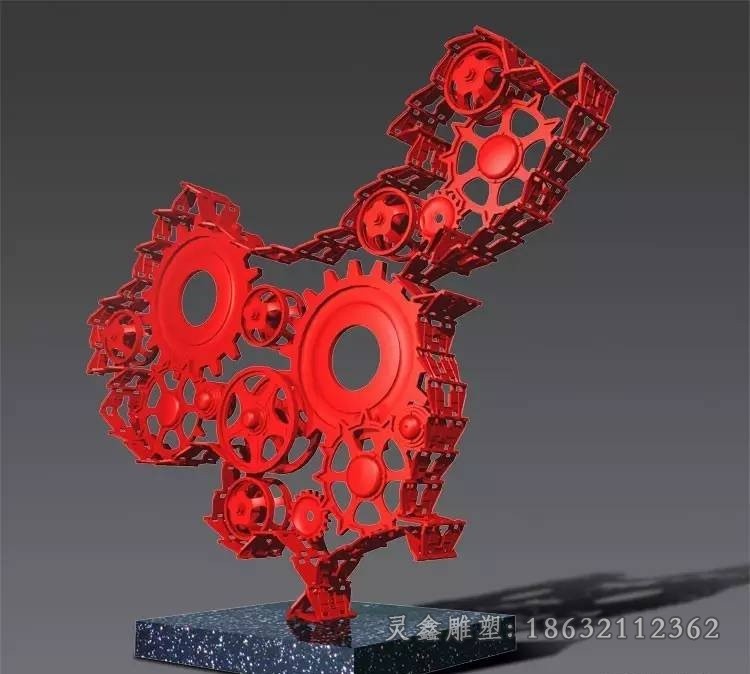 不锈钢彩绘齿轮雕塑