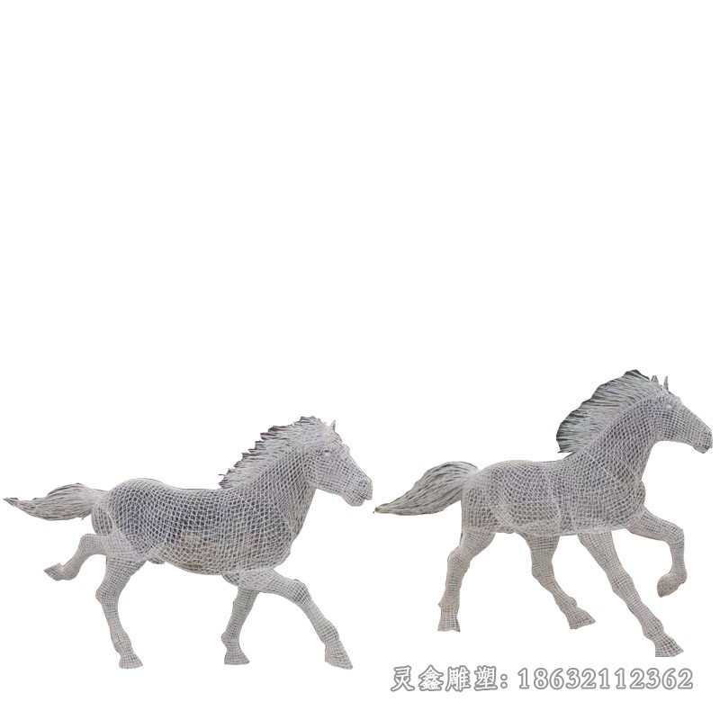 镂空马园林不锈钢雕塑