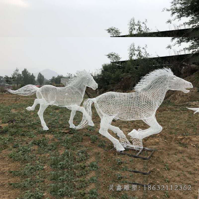 镂空马园林不锈钢雕塑