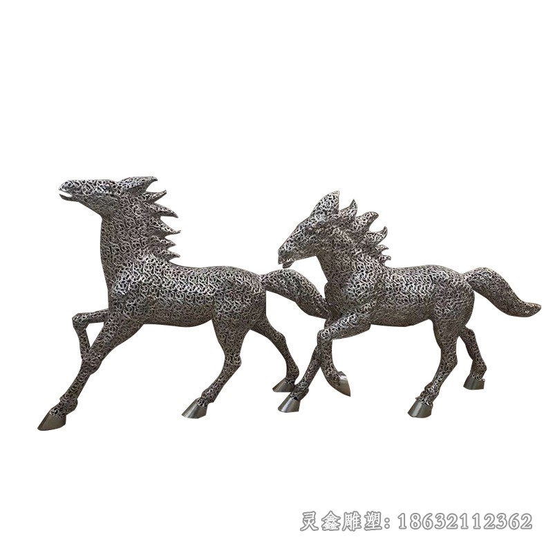 镂空马小区不锈钢雕塑