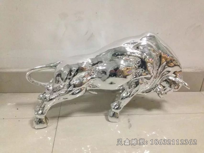 不锈钢抽象牛公园雕塑
