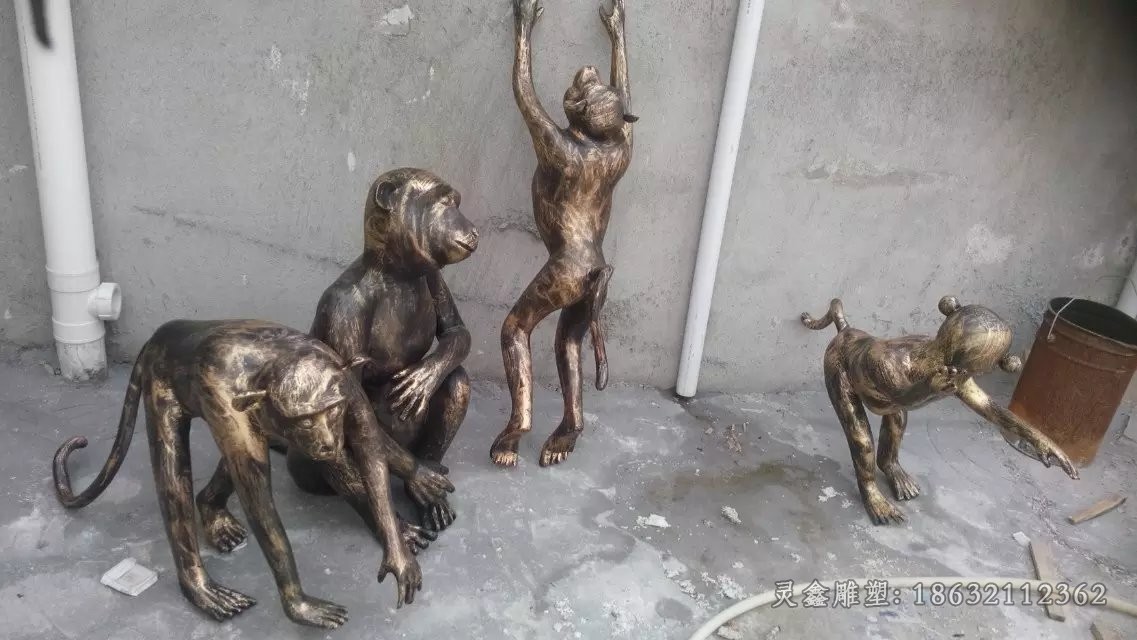 猴子动物景观标志铜雕
