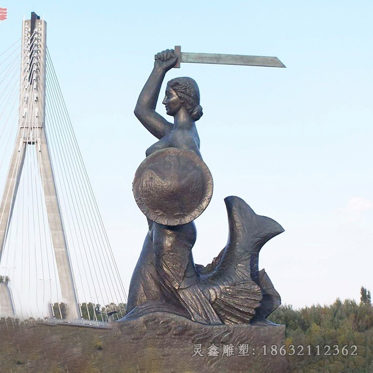 华沙美人鱼景观铜雕