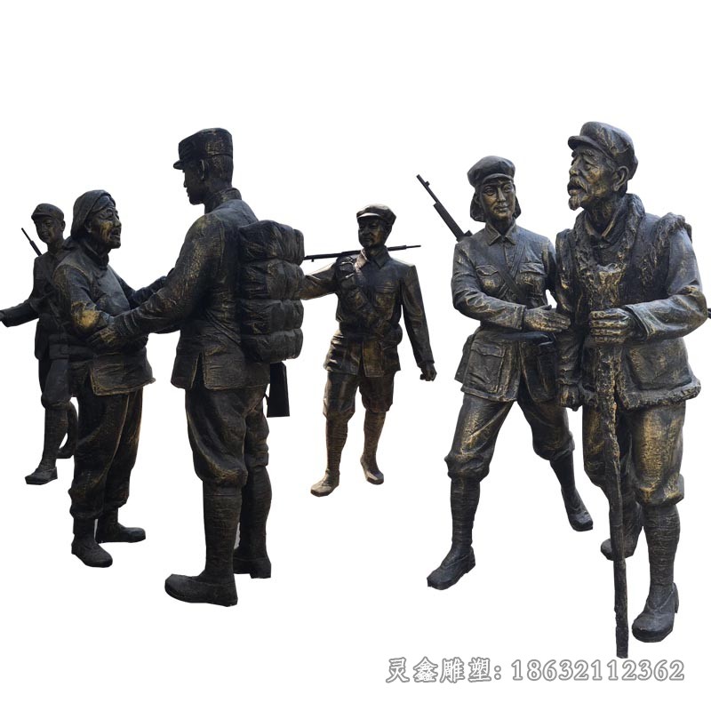 抗战红军园林人物铜雕