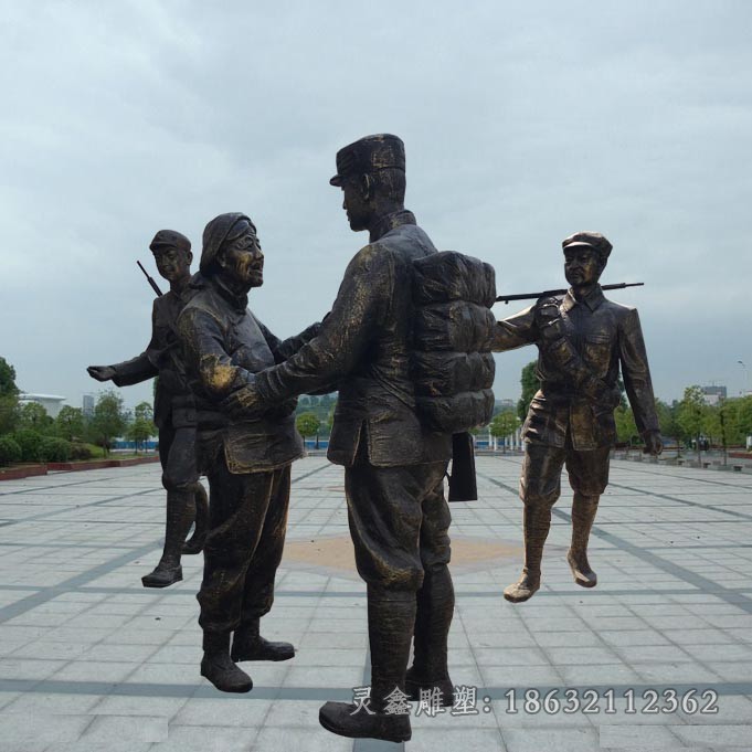 抗战红军园林人物铜雕
