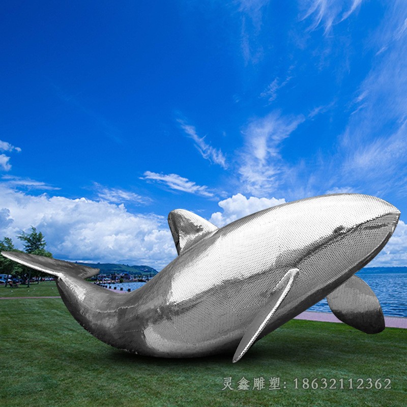 不锈钢动物海豚校园雕塑