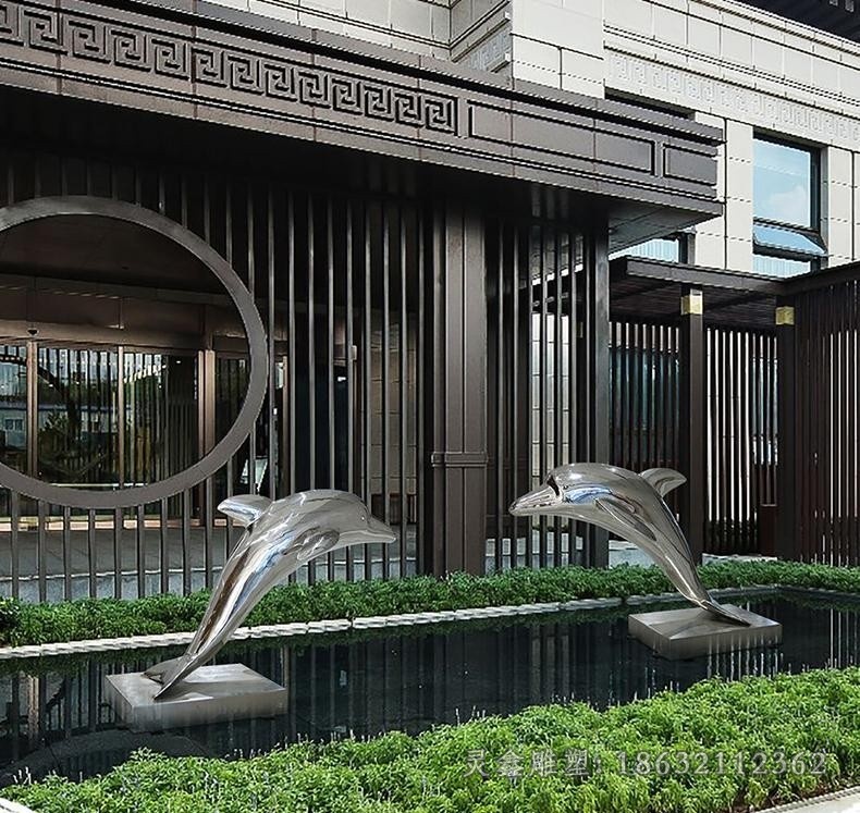 不锈钢动物海豚景区雕塑