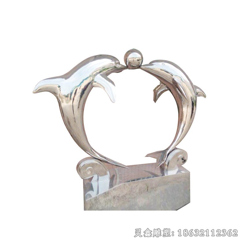不锈钢动物海豚抽象雕塑