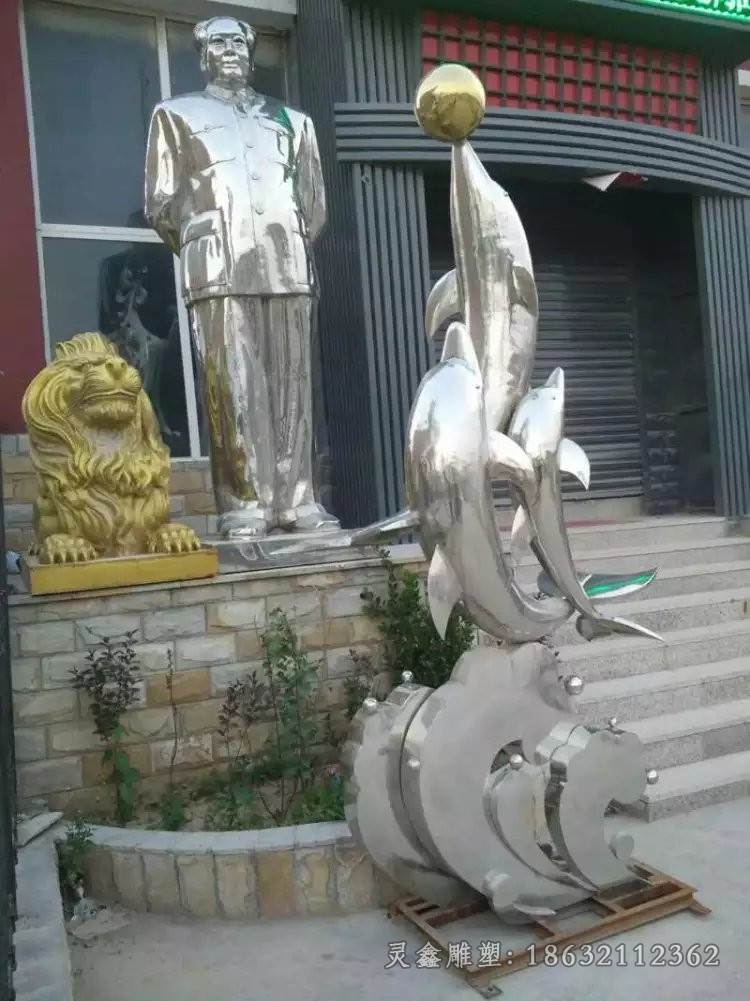 不锈钢城市海豚景观雕塑