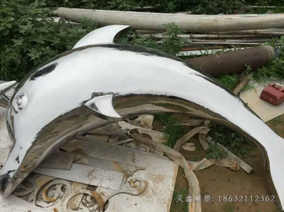 不锈钢公园海豚景观雕塑
