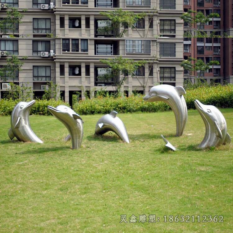 不锈钢海豚标志景观雕塑