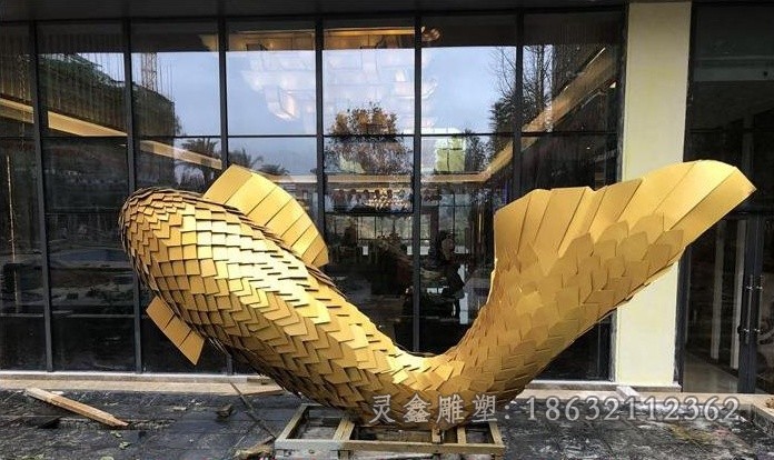 不锈钢动物鱼校园雕塑