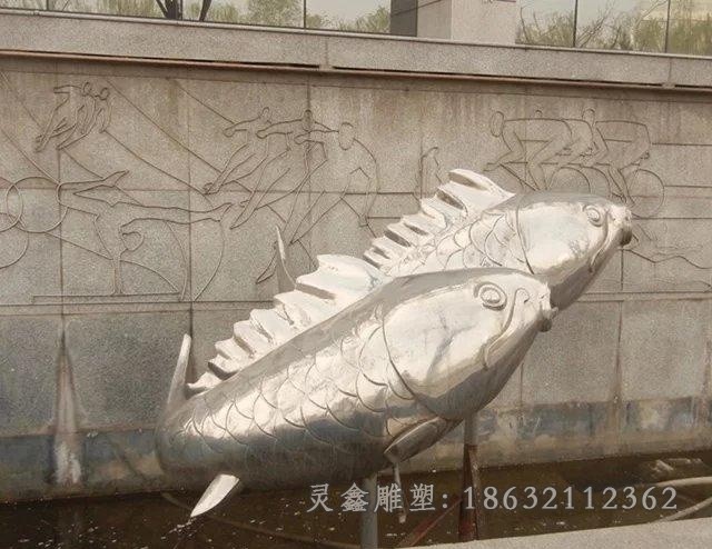不锈钢动物鱼街边雕塑