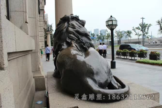 卧姿狮子城市动物铜雕